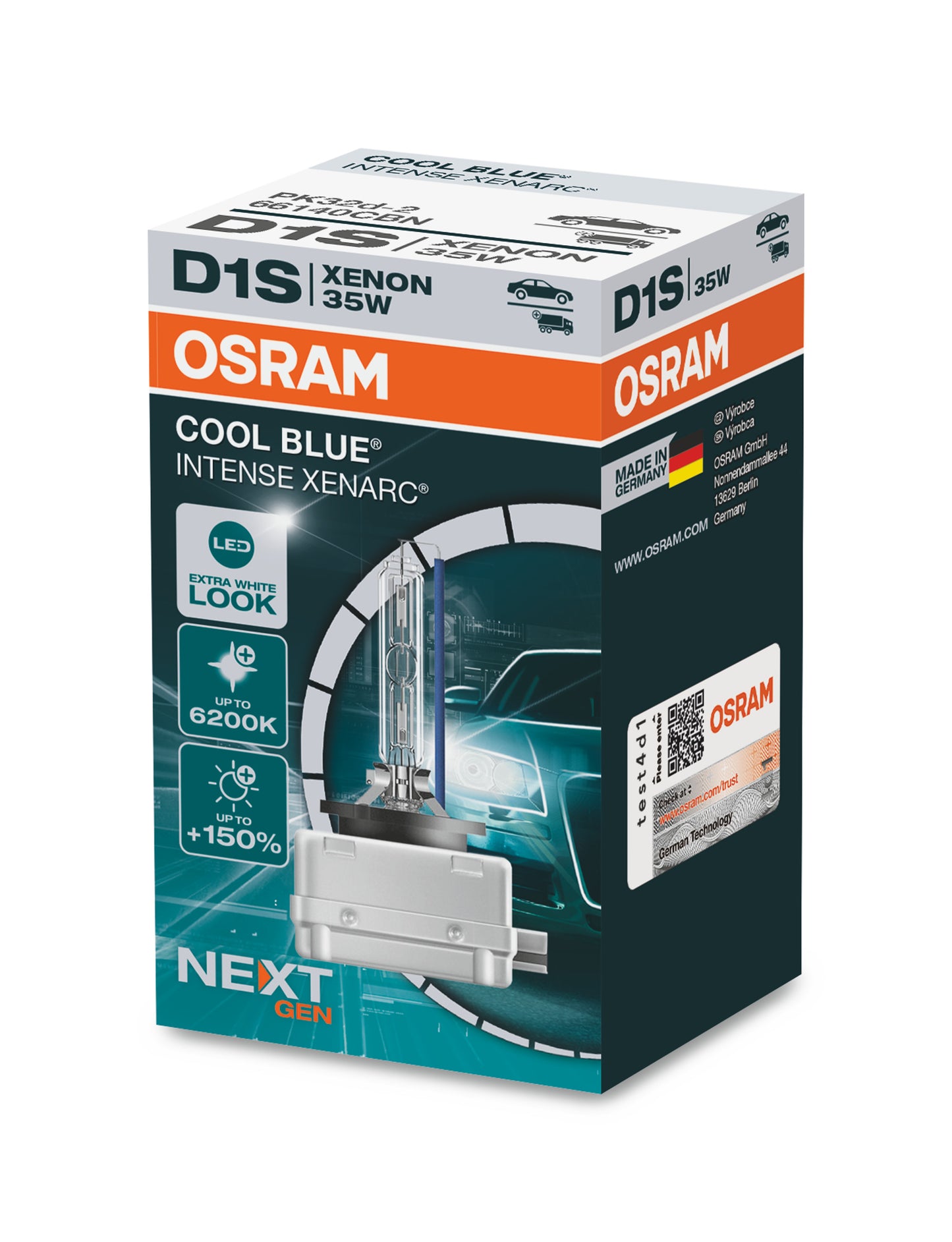 D1S OSRAM 6200K +150% Cool Blue Intense XENON lemputė