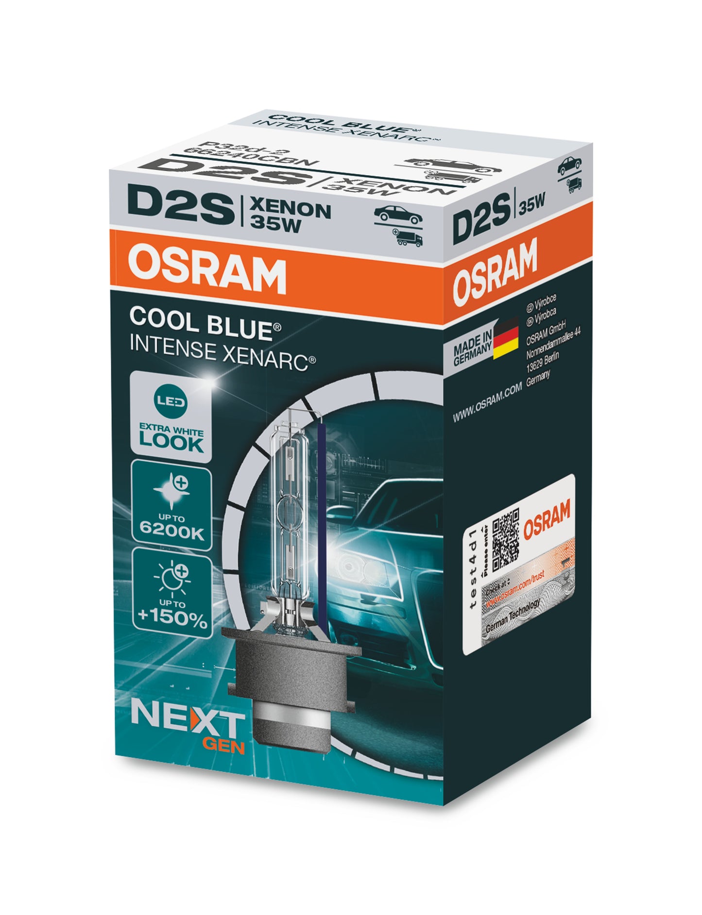 OSRAM D2S XENARC COOL BLUE INTENSE NEXT GEN 6200K +150%