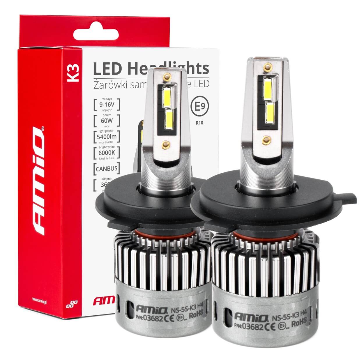 AMIO H4 LED CANBUS 6000K +400% 12V