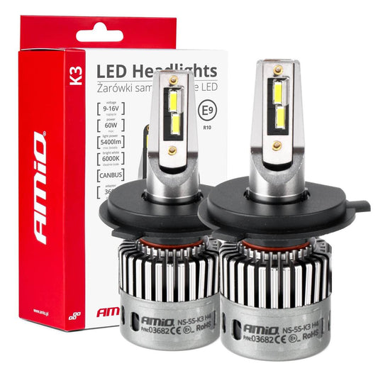 AMIO H4 LED CANBUS 6000K +400% 12V