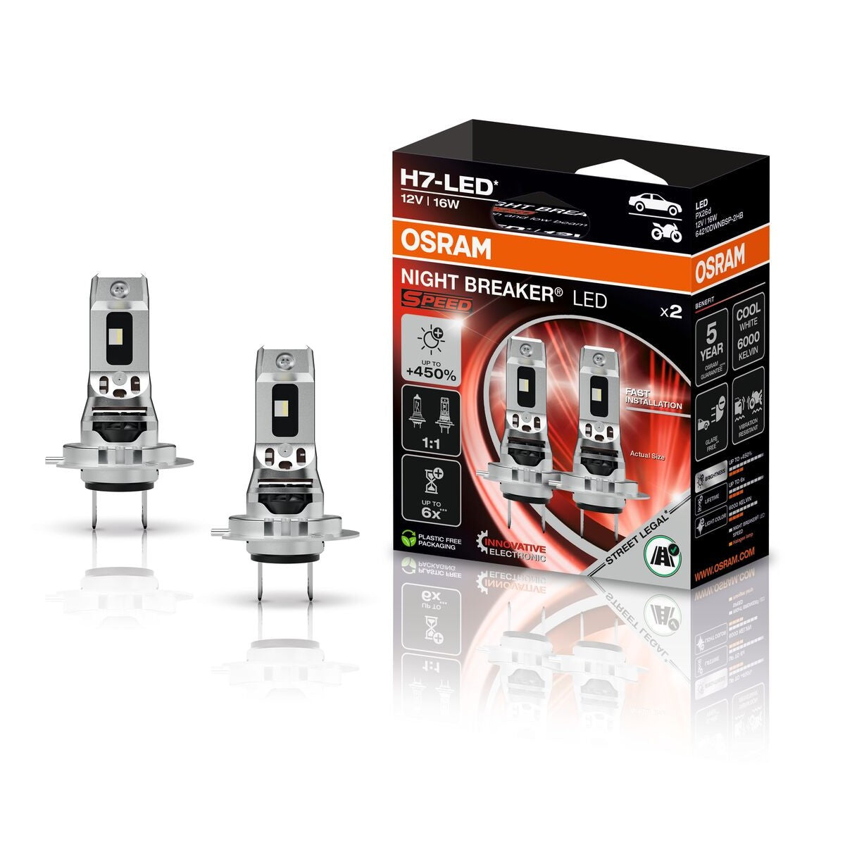 OSRAM H7 NIGHT BREAKER LED SPEED 16W 12V +450% (LEGALIOS)