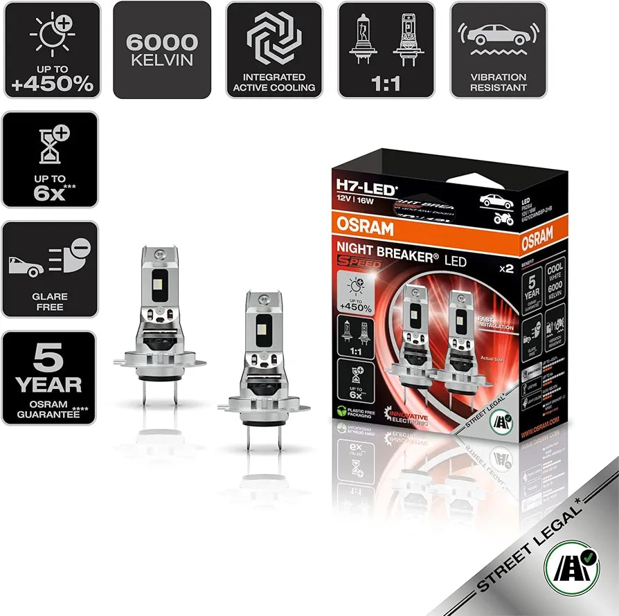 OSRAM H7 NIGHT BREAKER LED SPEED 16W 12V +450% (LEGALIOS)