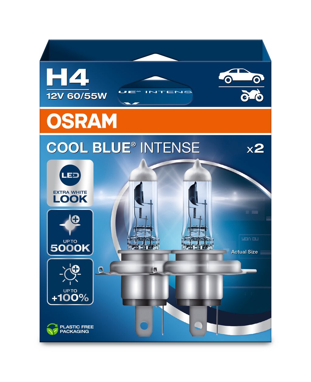 OSRAM H4 COOL BLUE INTENSE NEXT GEN 5000K +100%