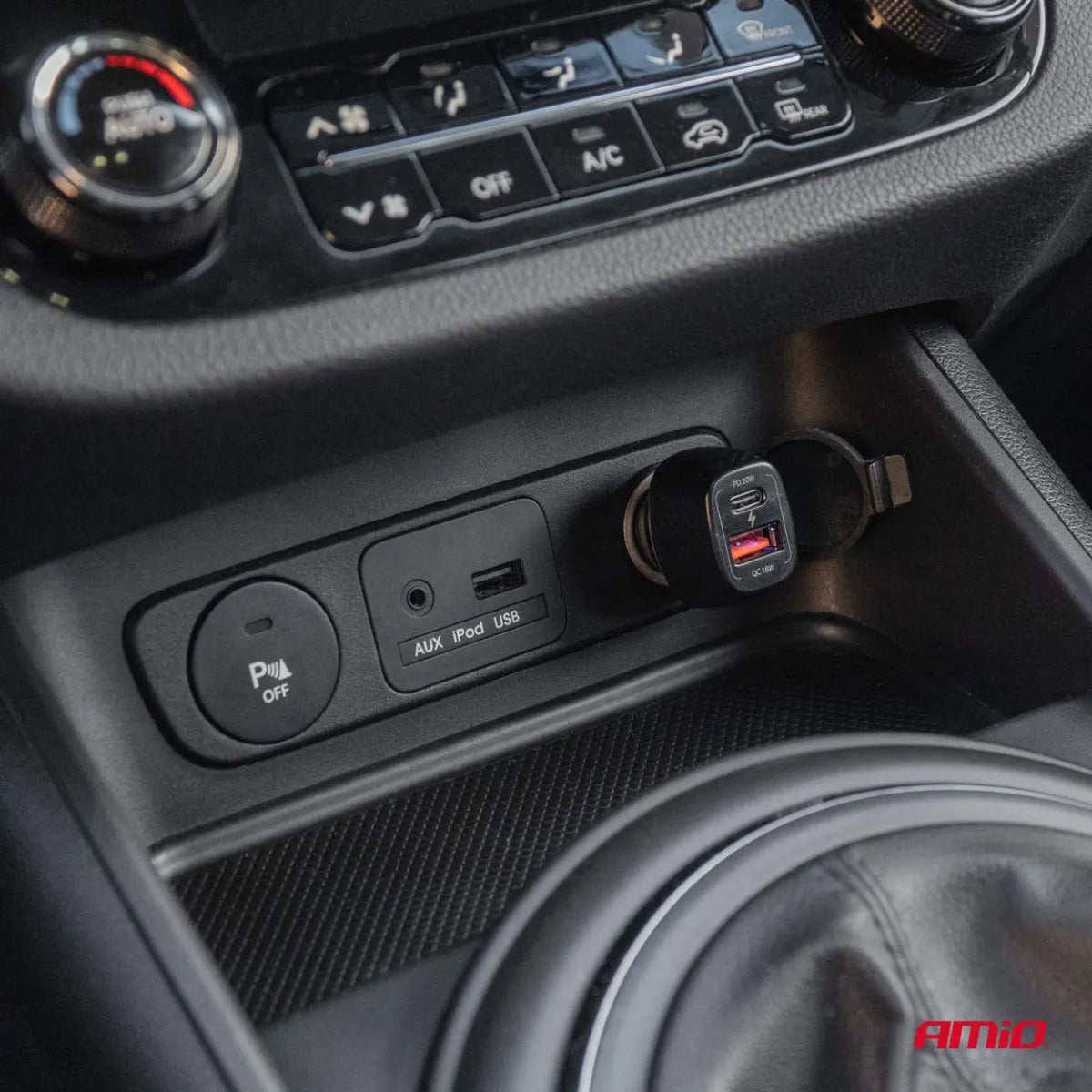 AMIO AUTOMOBILINIS ĮKROVIKLIS 20W USB-A / USB-C QC+PD